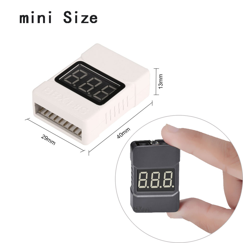 Drone Battery Voltage Checker - 1-8S LiPo แบตเตอรี่เครื่องทดสอบแรงดันไฟฟ้าแรงดันไฟฟ้าต่ํา Buzzer Alarm แบตเตอรี่เครื่องตรวจสอบแรงดันไฟฟ้าลําโพงคู่สําหรับ